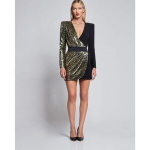Zhivago Black and Gold Sequin Mini Dress